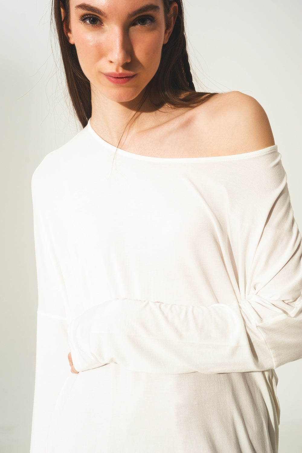 Long sleeve top in modal cream color - Tops