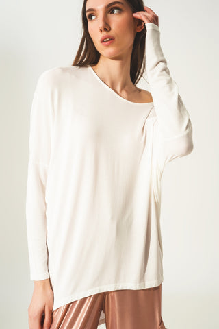 Blusa manga longa na cor modal creme