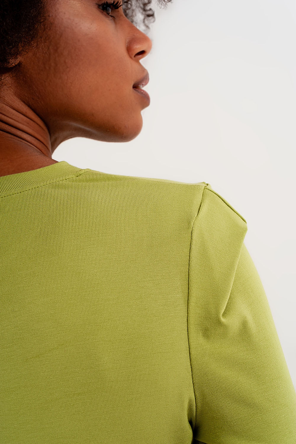 Long sleeve top with shoulder detail in green Q2 Tops BoutiqueLua