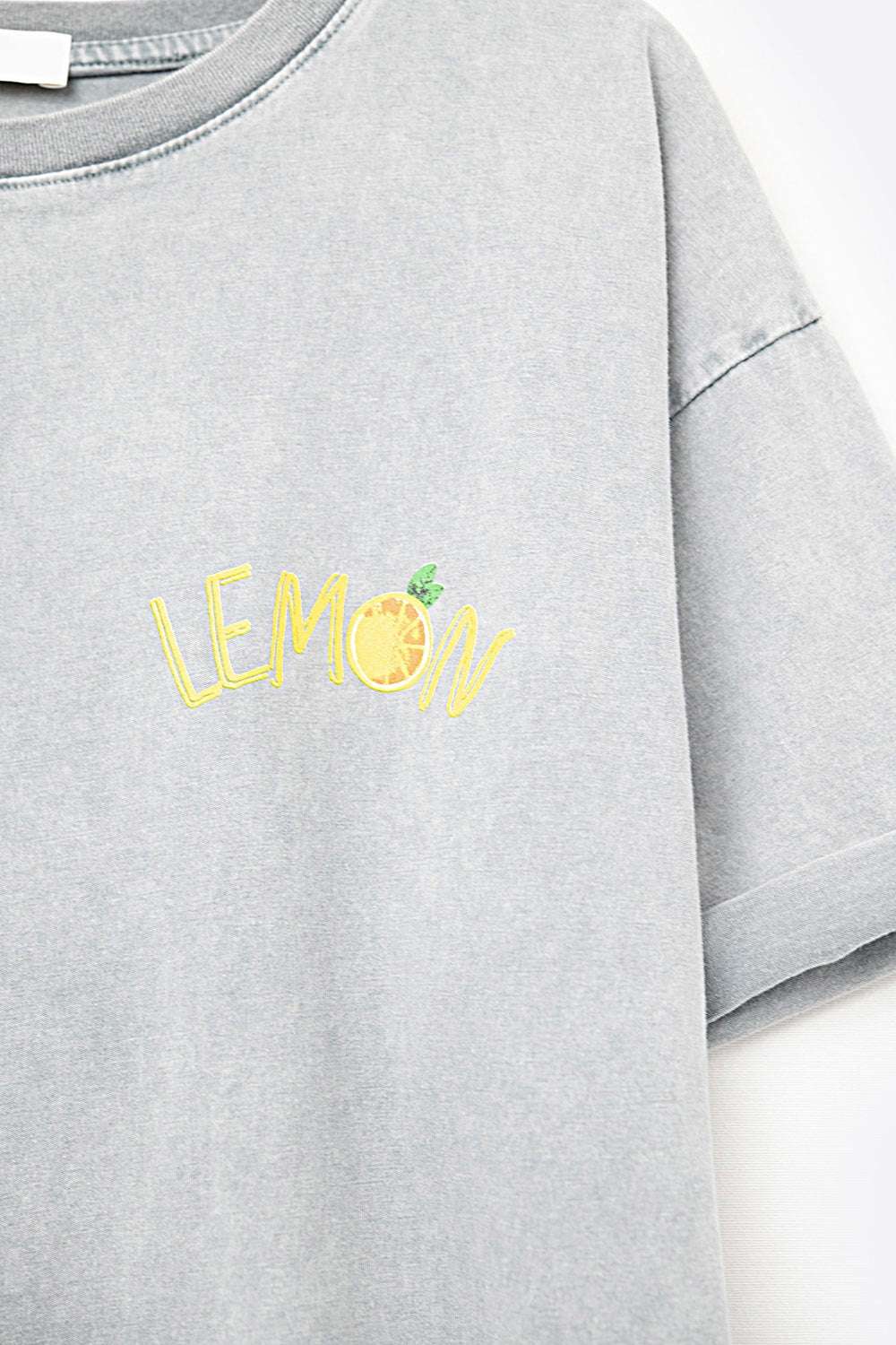 Made in Italy wash grey t-shirt with Lemon graphic - T-Shirts