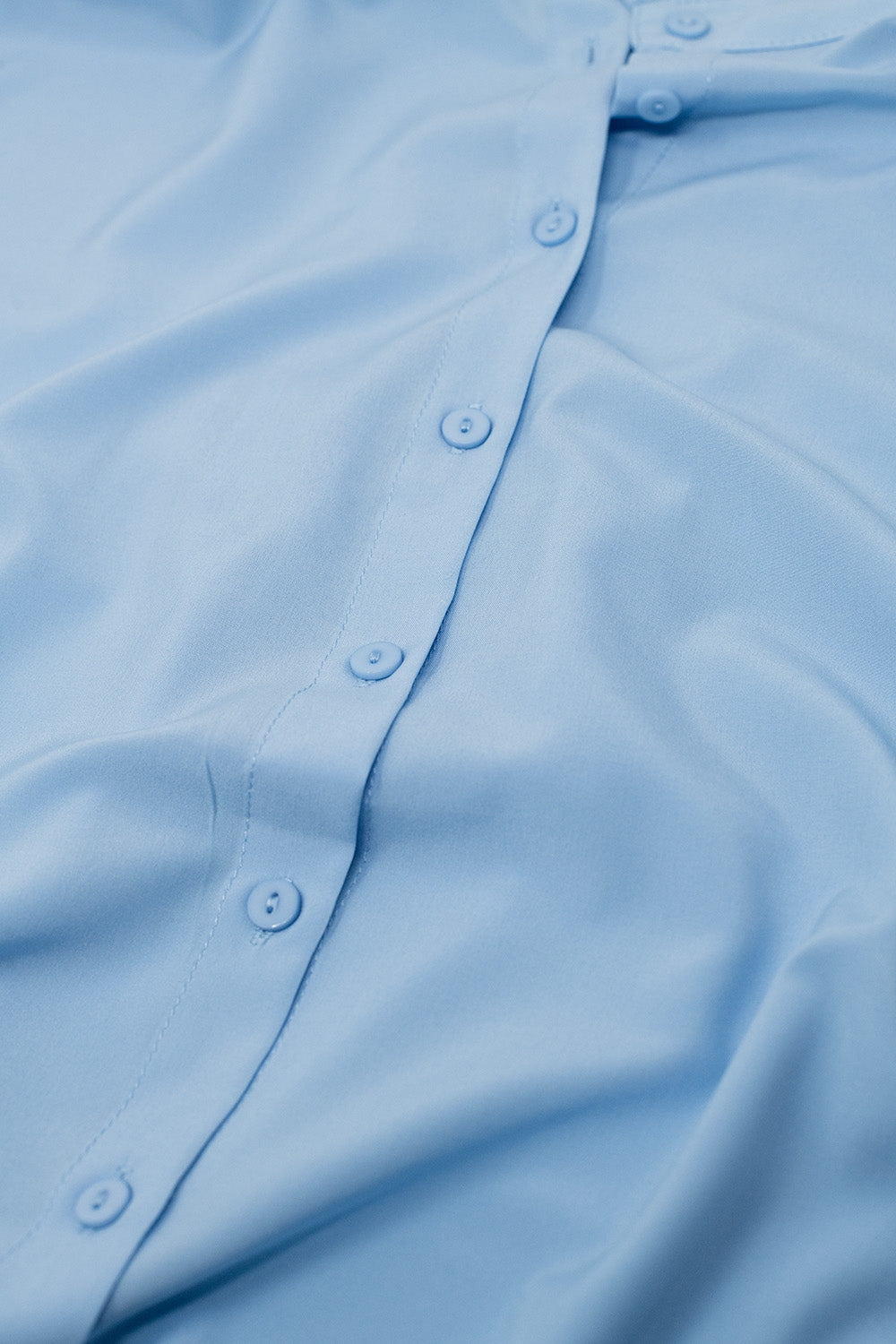 Mao Collar Sleeveless Blue Button up Blouse - Blouses