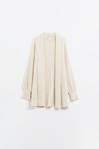 maxi fluffy knitted cargidan in cream
