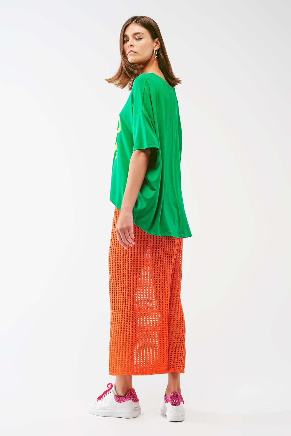 maxi sheer crochet skirt in Orange - Skirts