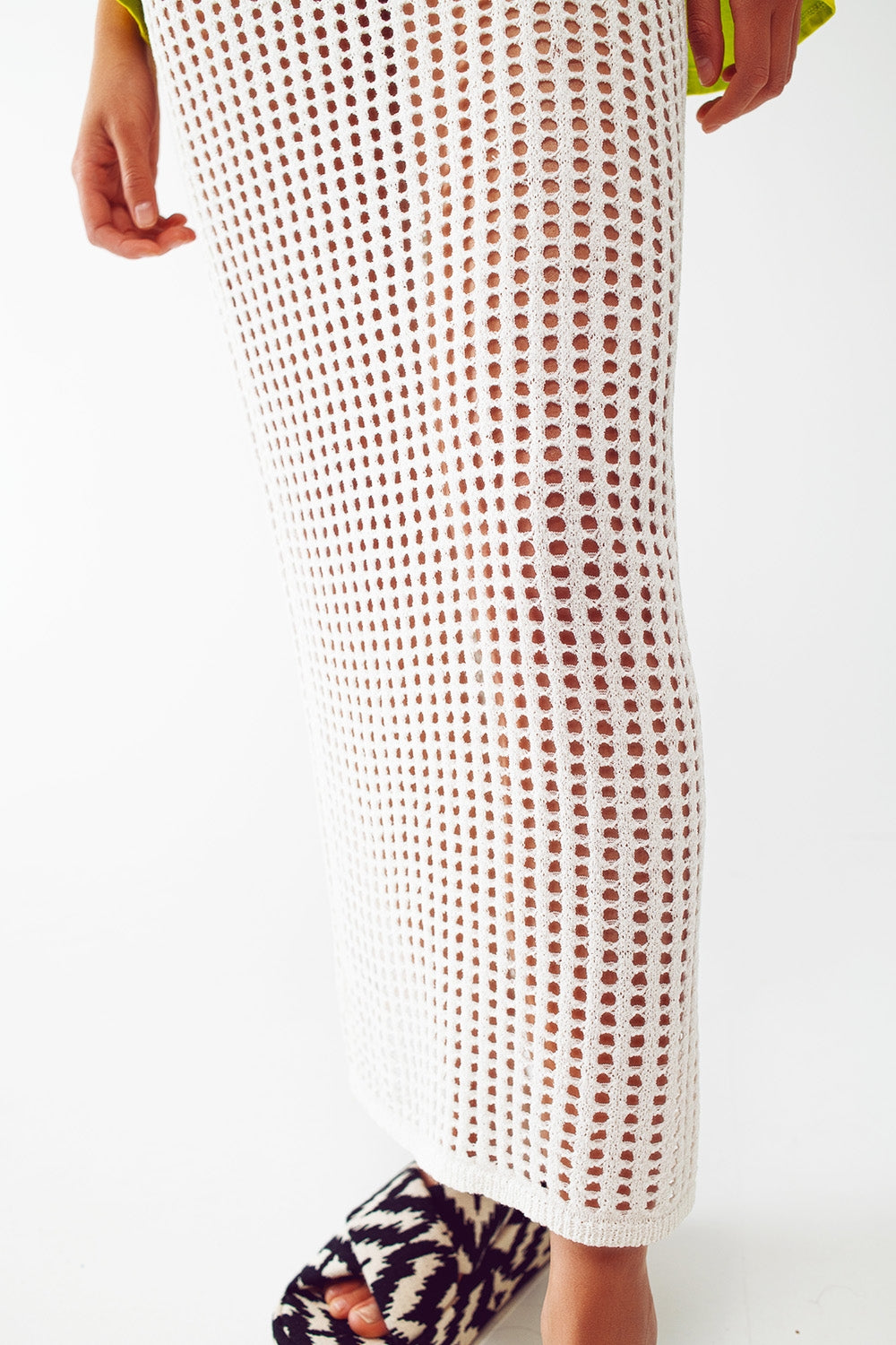 maxi sheer crochet skirt in white - Skirts