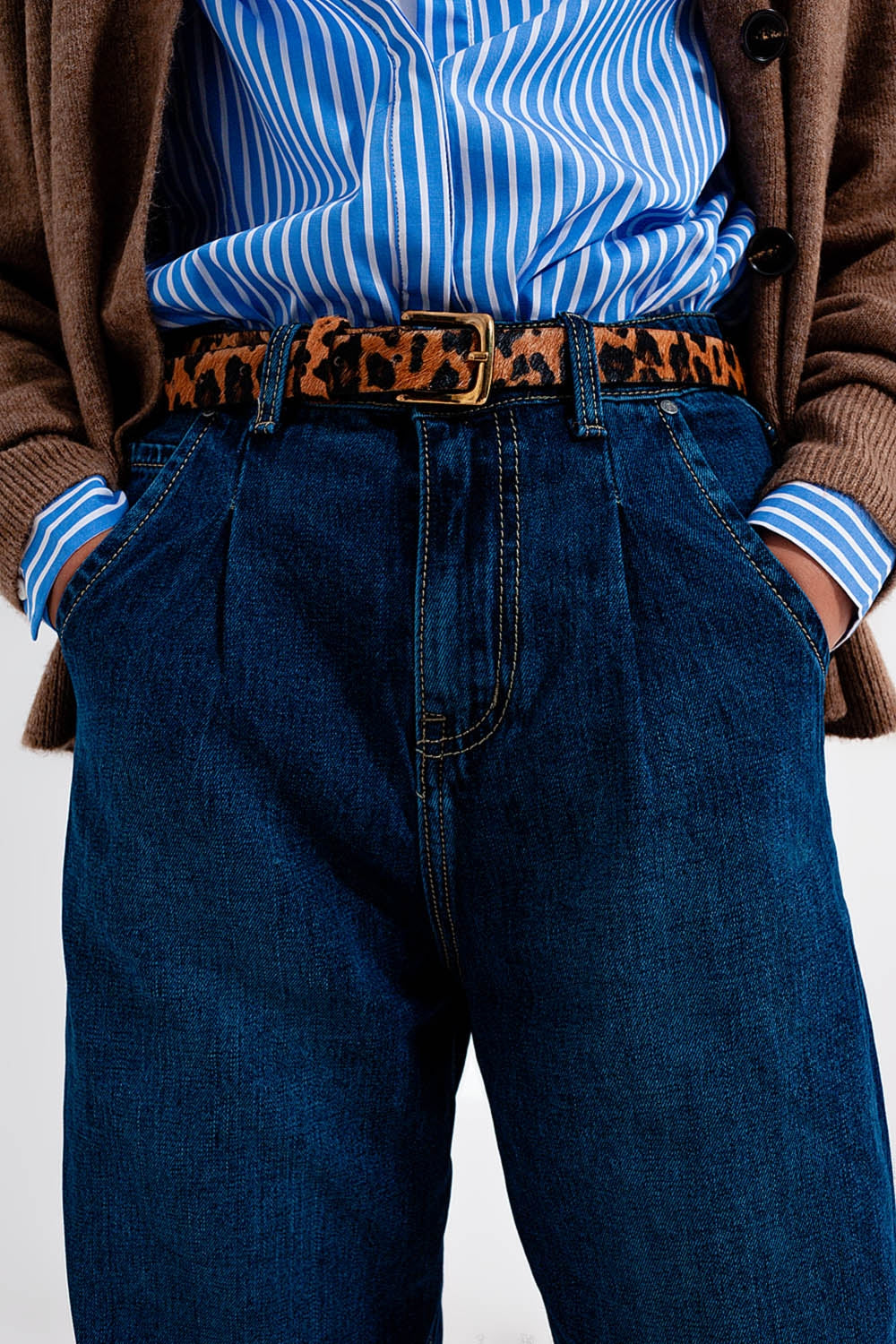 Medium blue pleat front pegged Jeans - Jeans