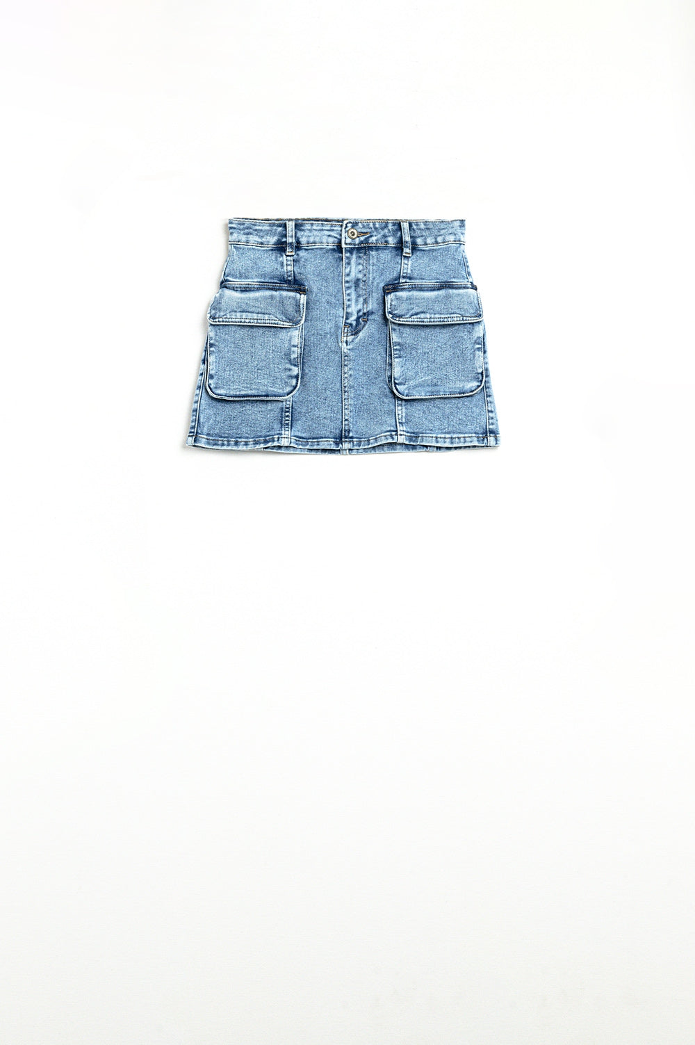 mid wash mini skirt with cargo pockets - Skirts