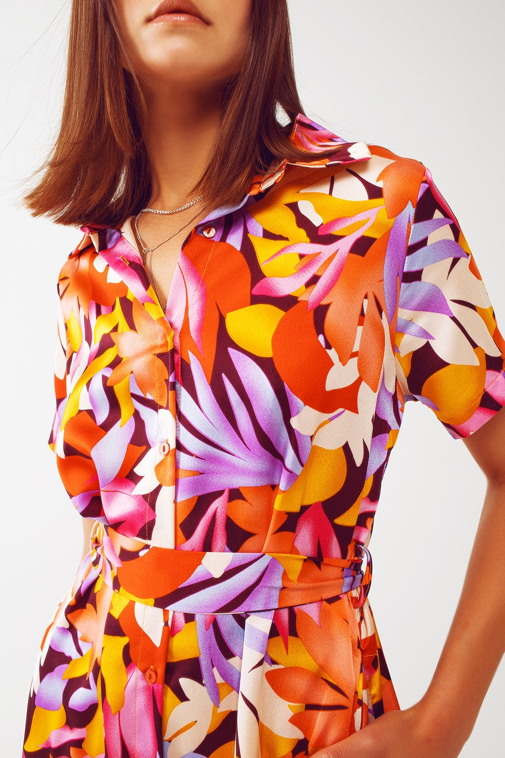 Midi Floral Print Dress in Multicolour Q2 Dresses BoutiqueLua