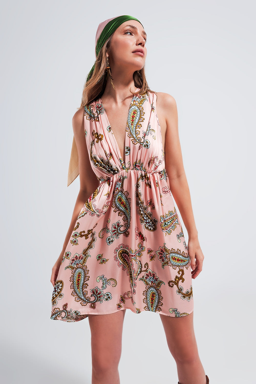 Mini sundress in pink paisley floral - Dresses
