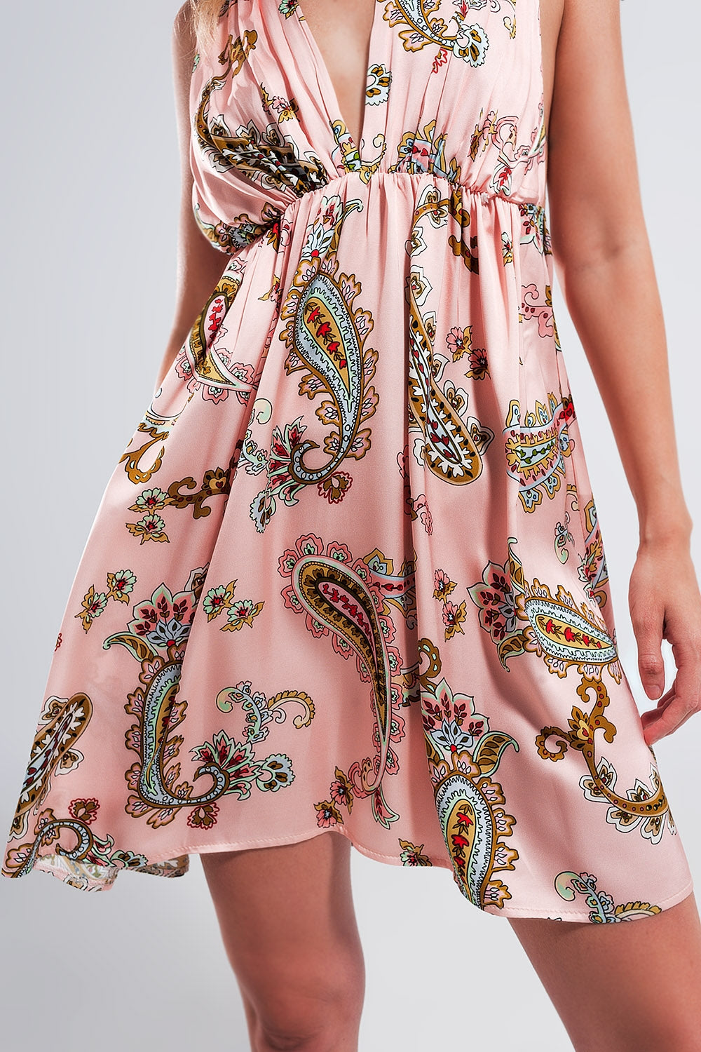 Mini sundress in pink paisley floral - Dresses