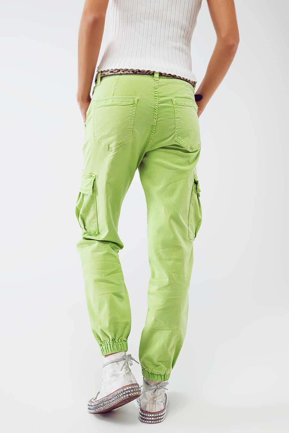 mint green cargo pants with elasticated waist and hem Q2 Jeans BoutiqueLua