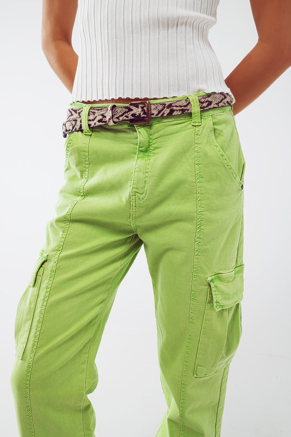 mint green cargo pants with elasticated waist and hem Q2 Jeans BoutiqueLua