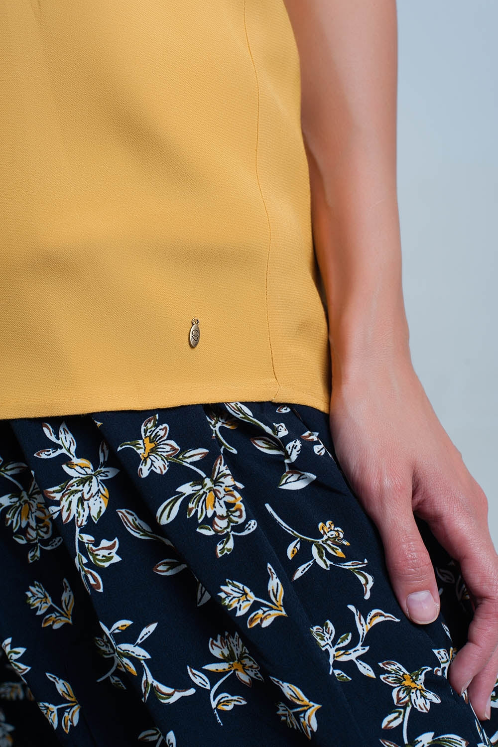 Mustard cami top with shiny pattern - Cami Tops