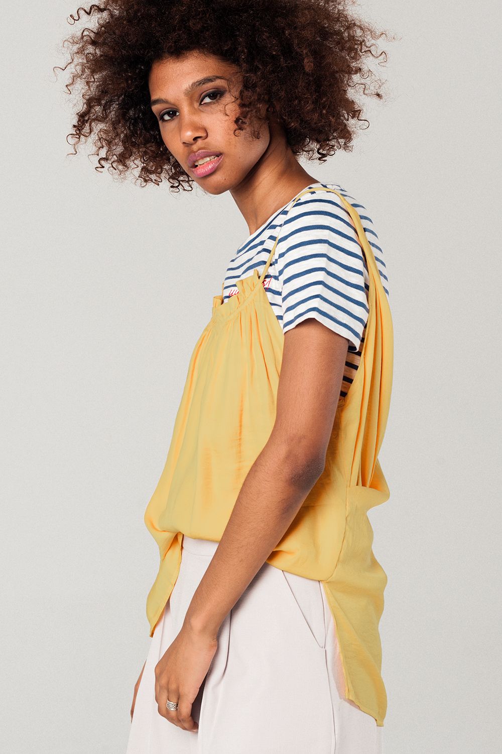 Mustard top with open back detail - Tops