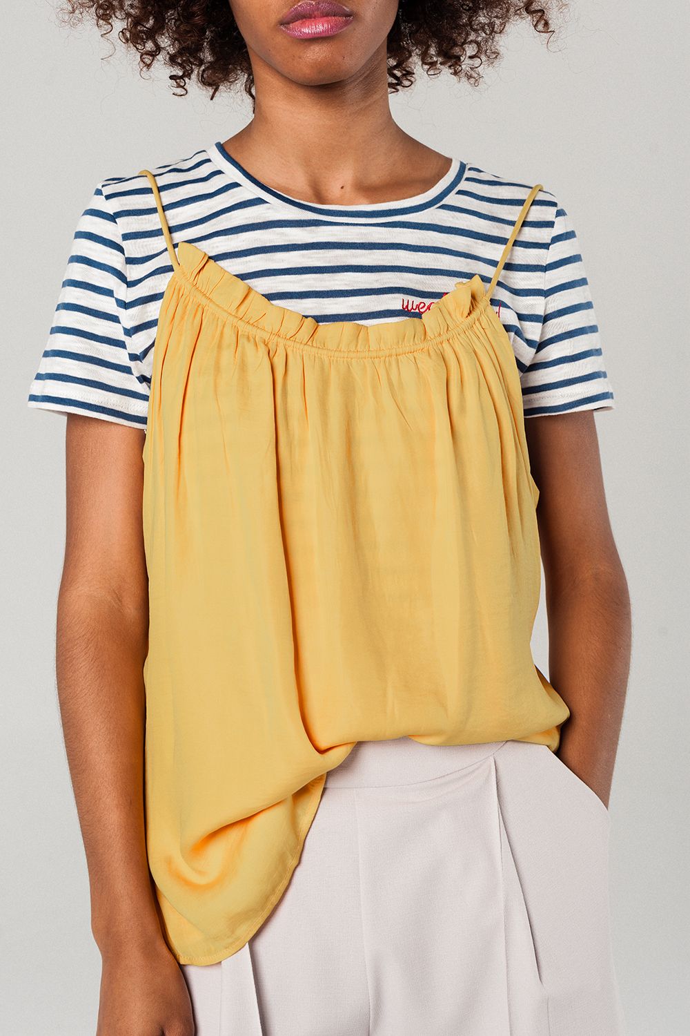 Mustard top with open back detail - Tops
