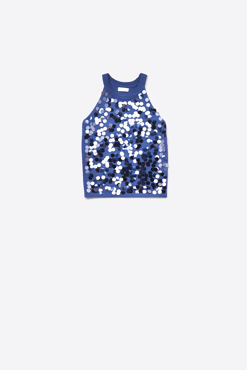 Navy knit top with sequin detail - Tops