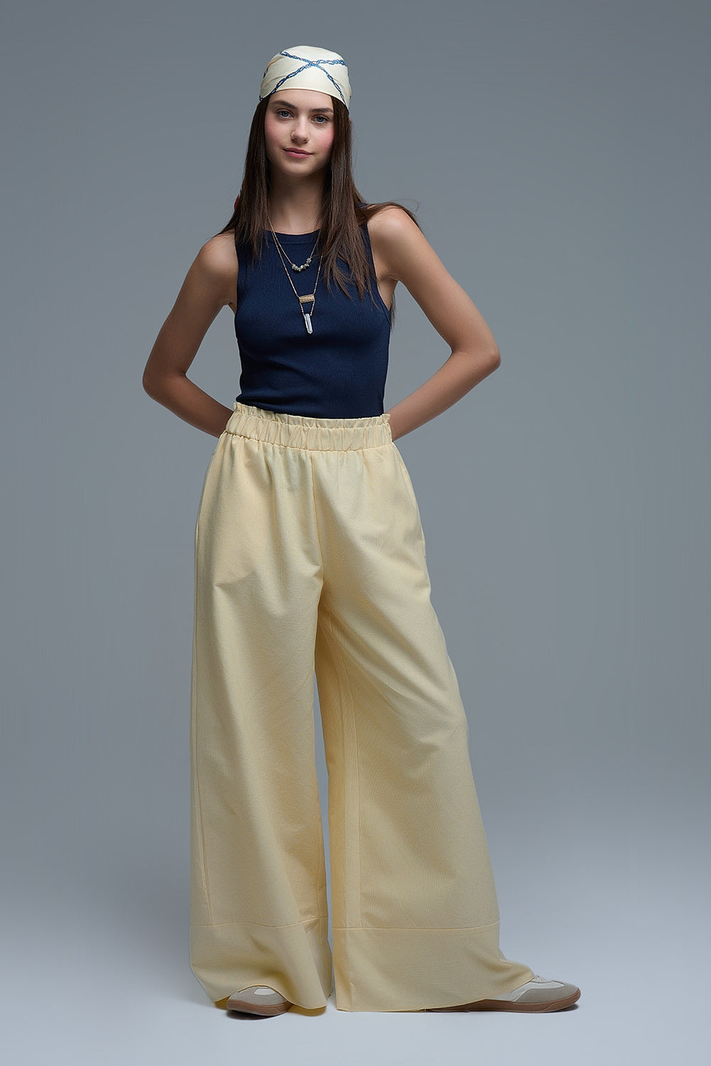 Navy Ribbed fine knit Sleeveless Top - Tops