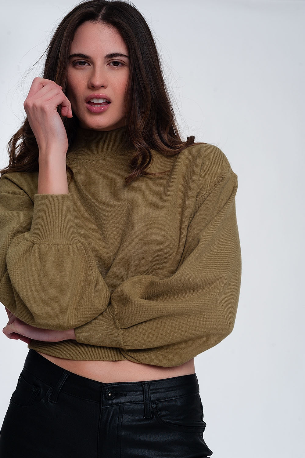 Neck crop jumper in green - Jumpers