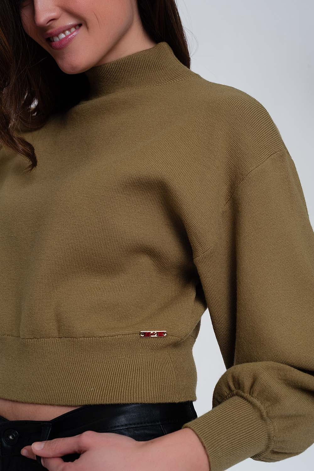 Neck crop jumper in green - Jumpers