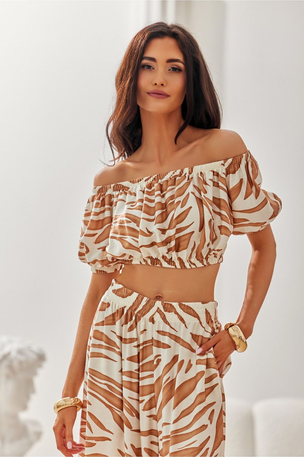 Off Shoulder Crop Top in Zebra Print multicolor 6 -