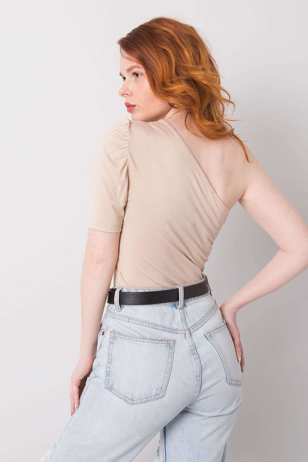 Boutique Lua One Shoulder Casual Top with Puff Sleeve -