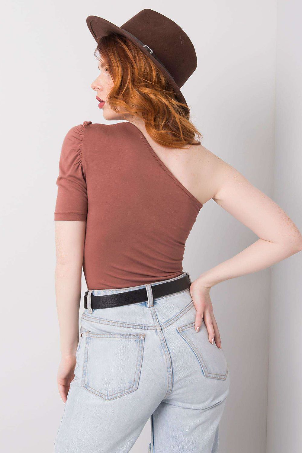 Boutique Lua One Shoulder Casual Top with Puff Sleeve -