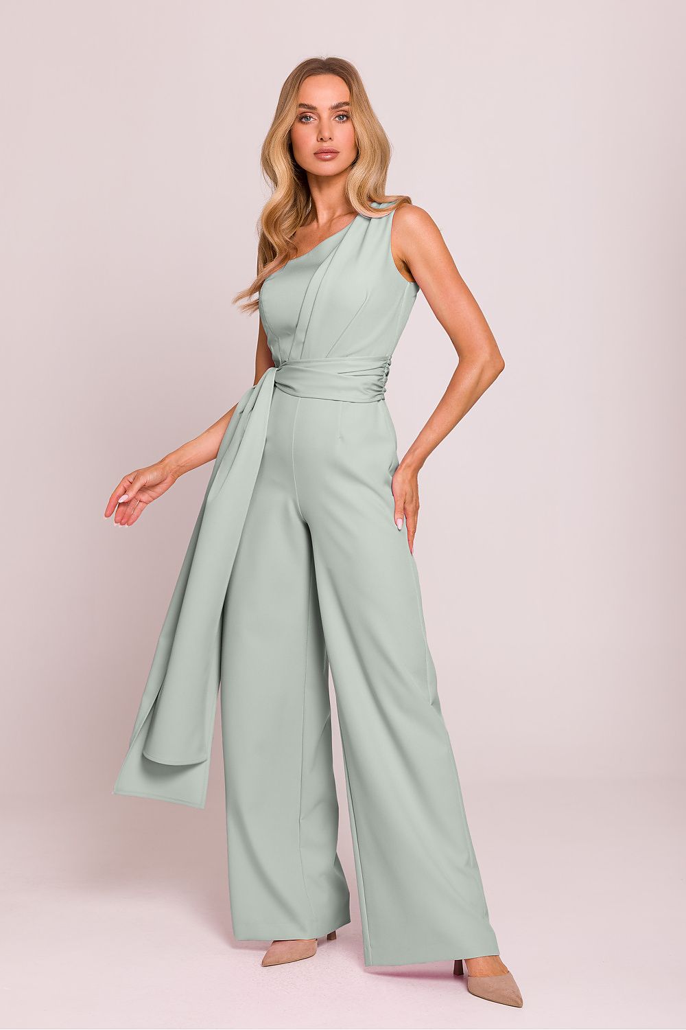 One Shoulder Jumpsuit for Women Elegant Design green 2 - Jumpsuits