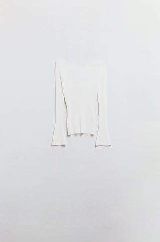 open back white ribbed sweater