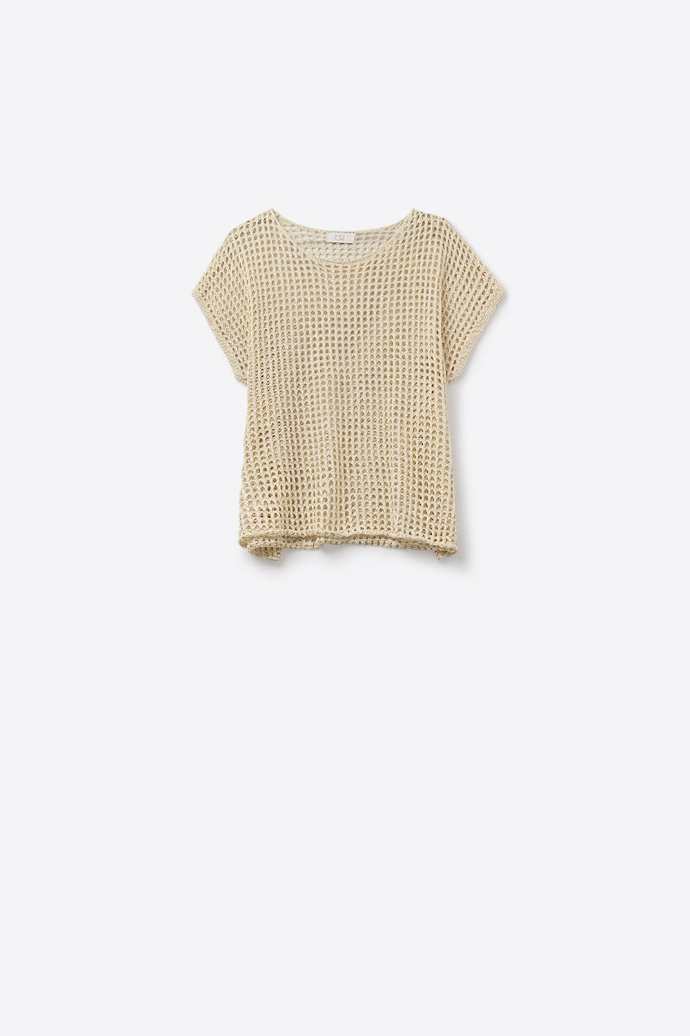 Open Knit Crochet dropped Sleeved Top in Beige - Jumpers