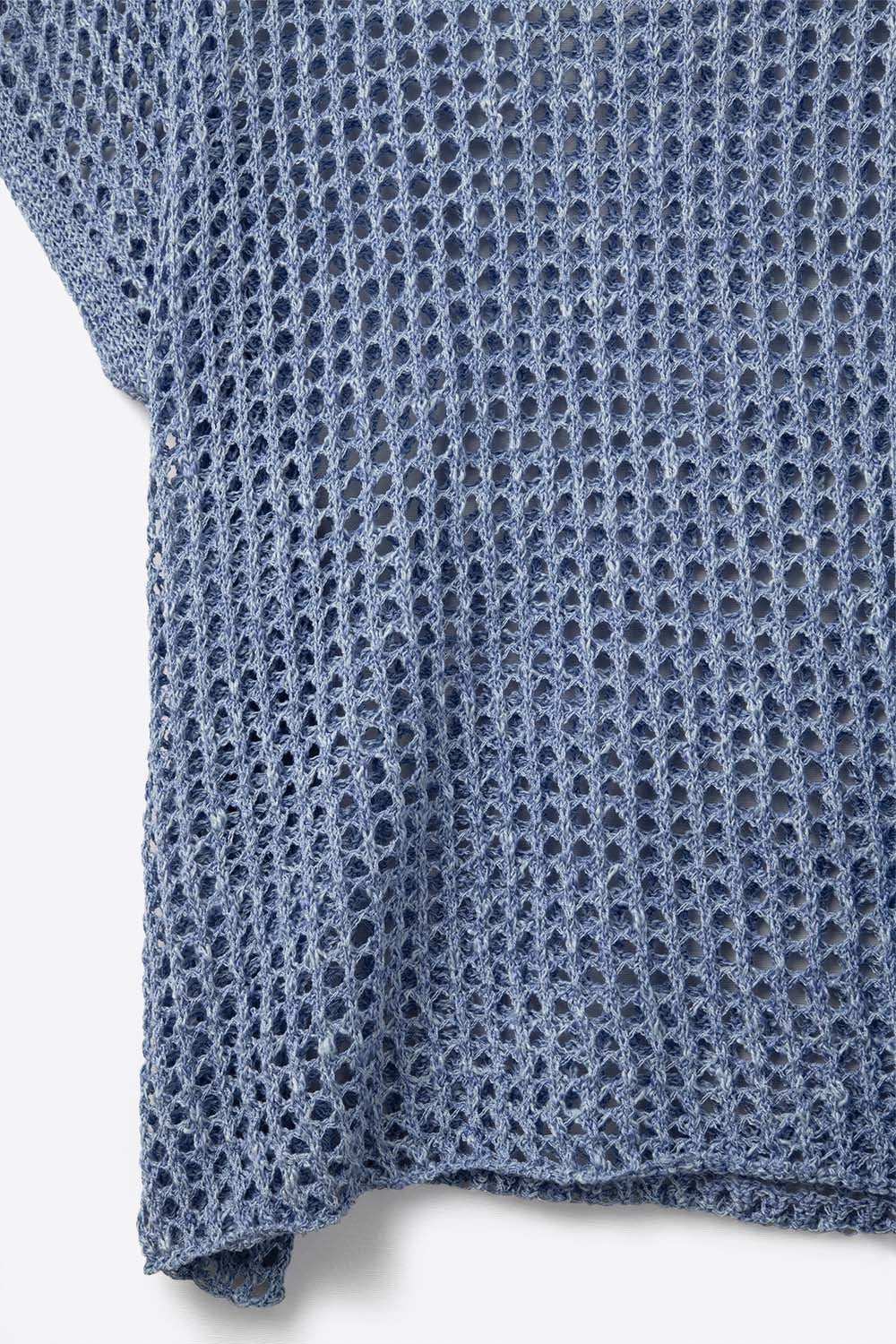 Open-knit dropped Short-sleeved Top in blue - Jumpers