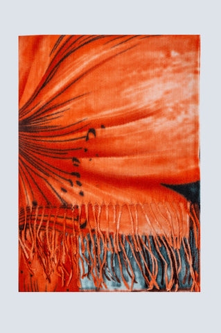 foulard imprimé fleur orange