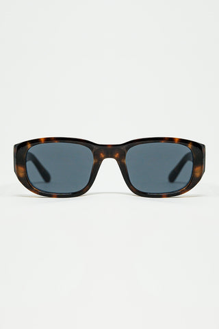 Oval Sunglasses with High Gloss Transparent Frames in brown