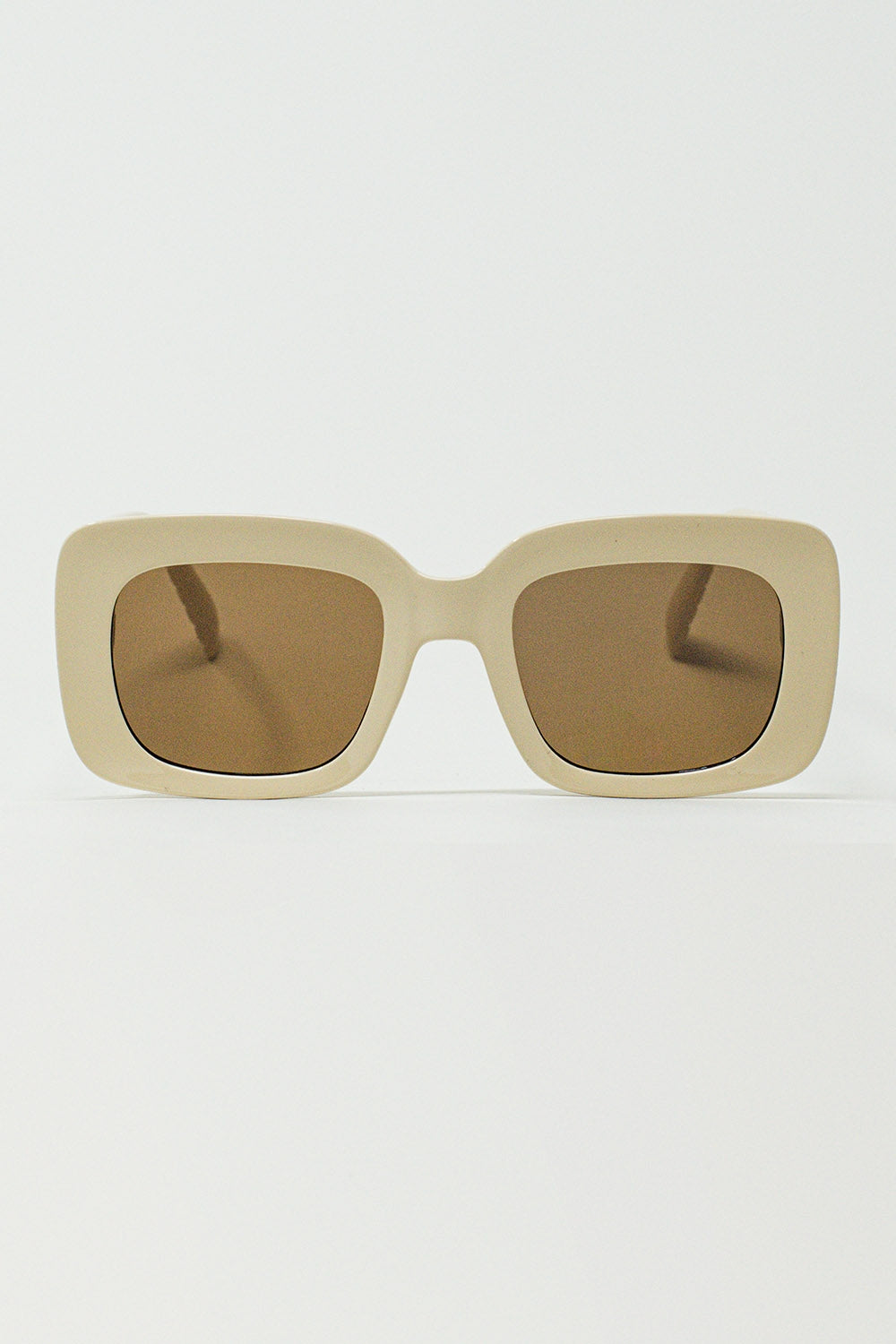 Oval Sunglasses With Smoke Lens In Beige - Sunglasses