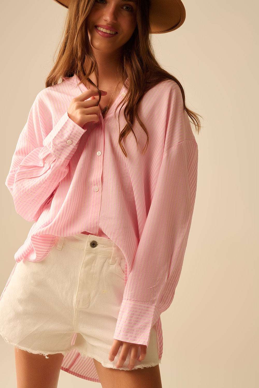 oversized baby pink shirt with bow in the back - Shirts