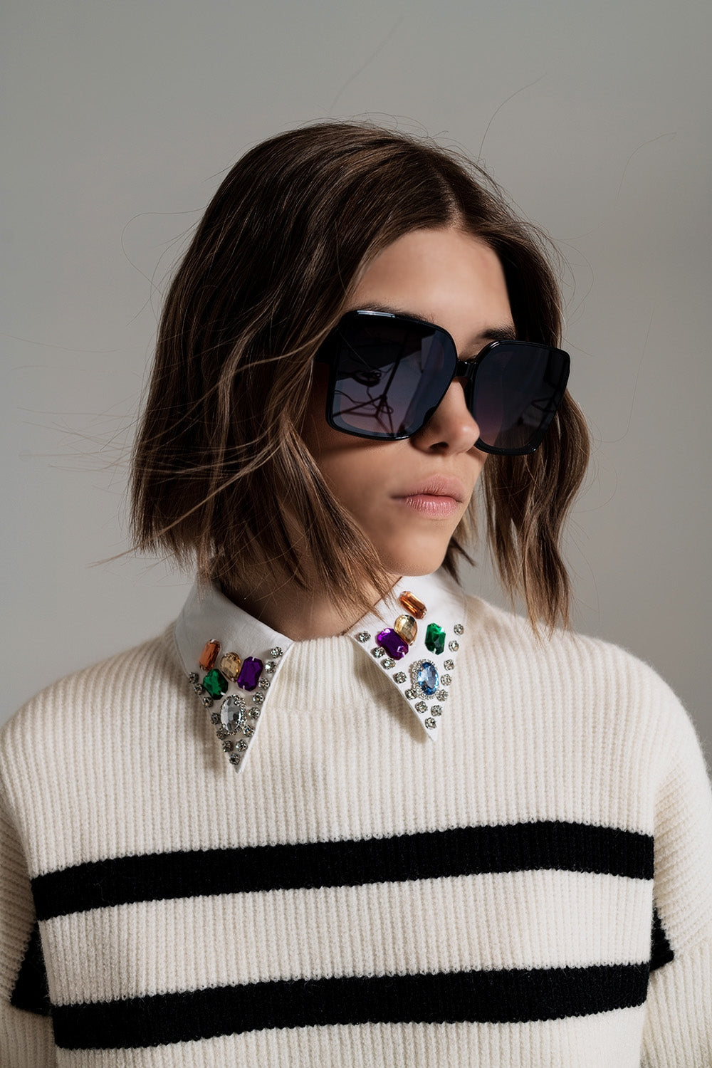 Oversized Cat Eye Sunglasess in Black - Sunglasses
