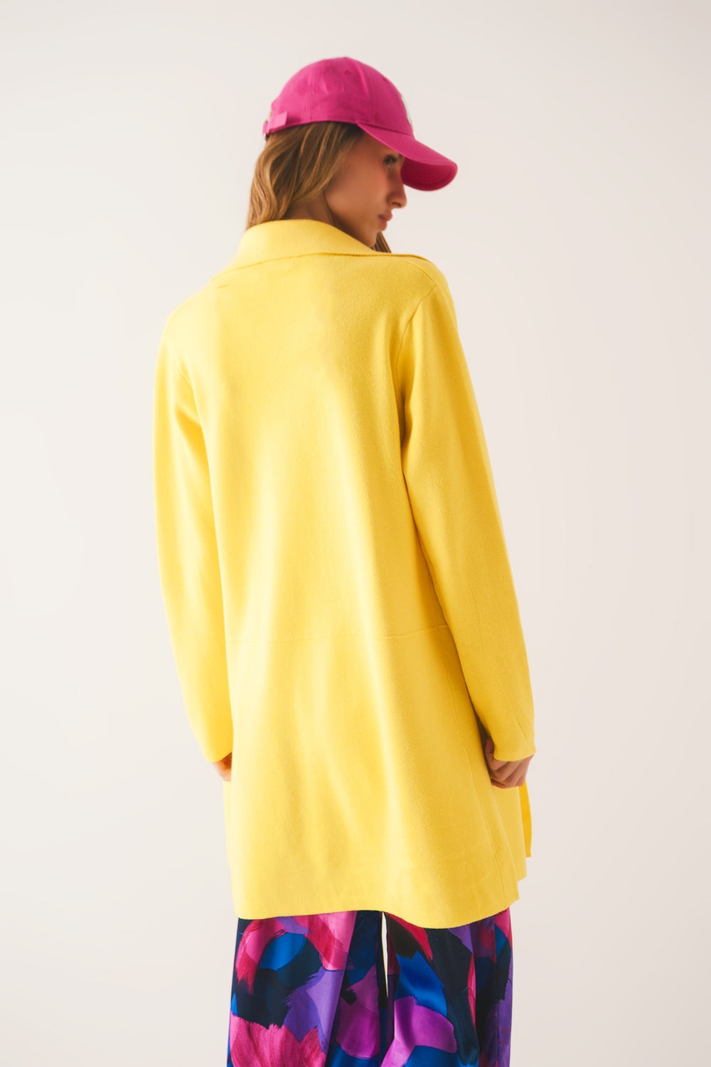 Oversized collar maxi cardigan in yellow - Cardigans