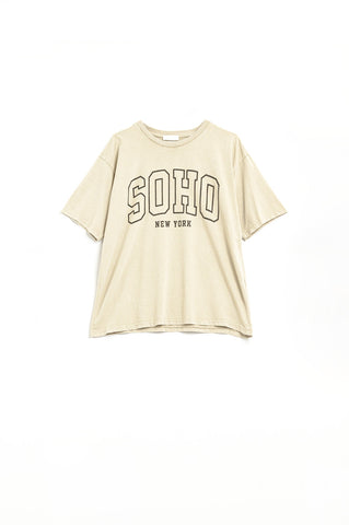 Oversized Cream T-shirt With Soho New York At The Front