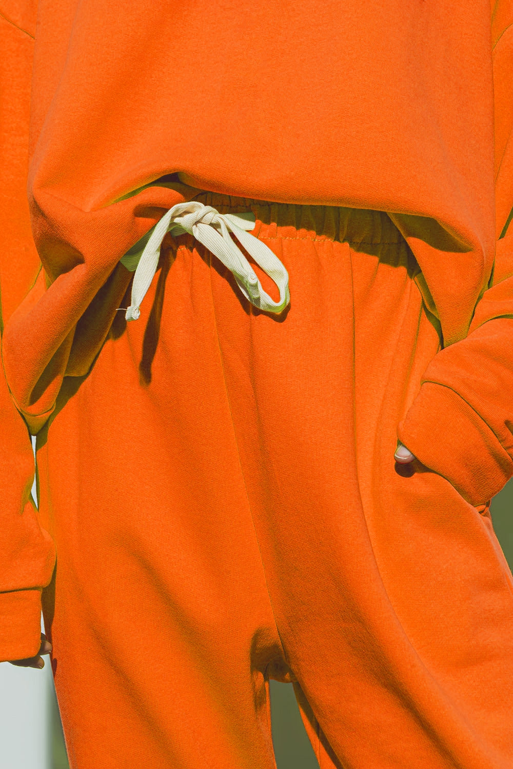 Oversized Jogger with Tie Waist in Bright Orange - Trousers