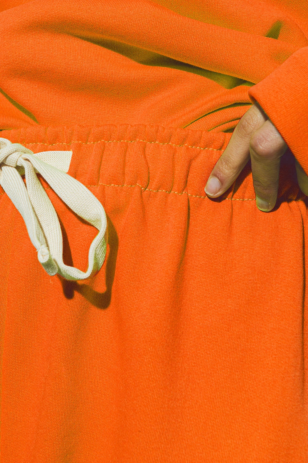 Oversized Jogger with Tie Waist in Bright Orange - Trousers