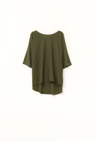 Oversized Kakhi sweater with Elbow-Length Sleeves