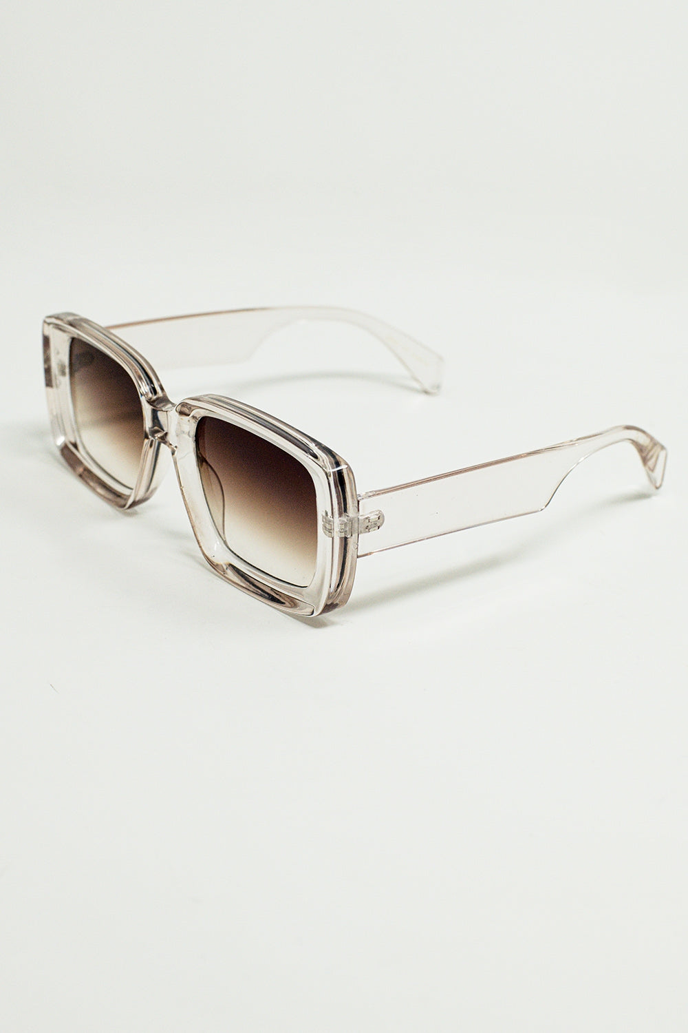 Oversized Rectangular Sunglasses in Transparent White - Sunglasses