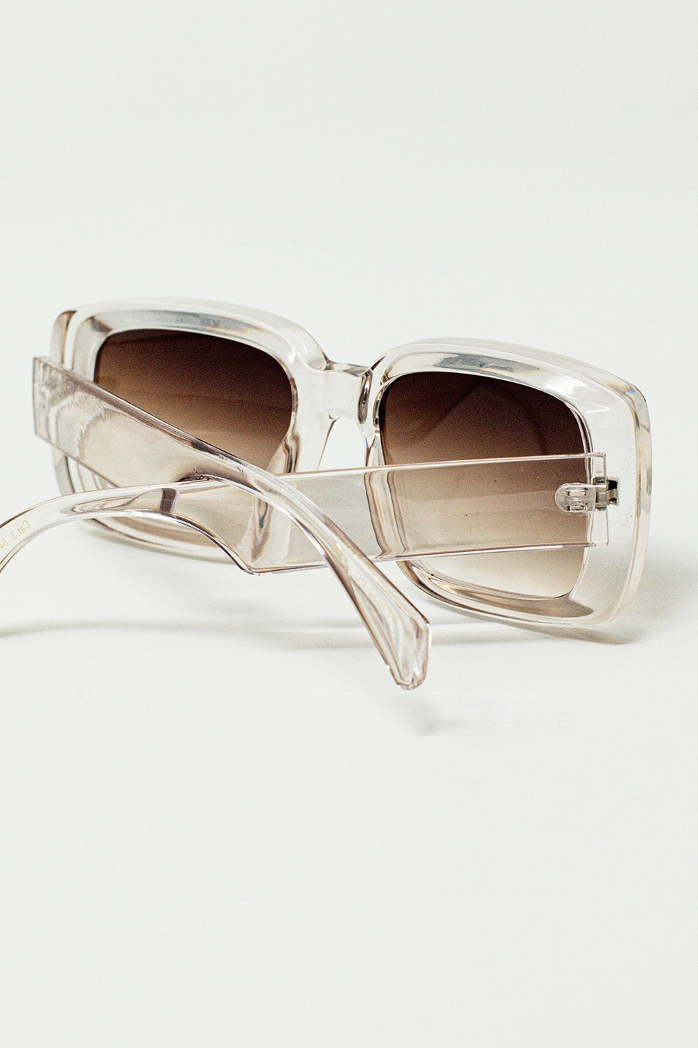 Oversized Rectangular Sunglasses in Transparent White - Sunglasses