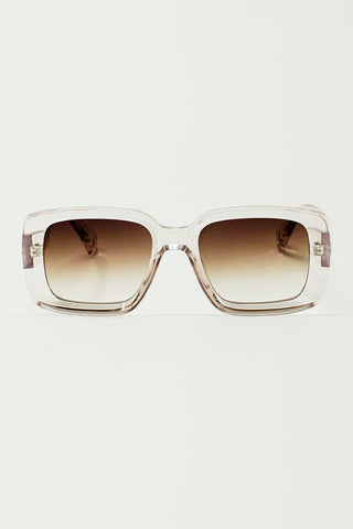 Óculos de Sol Retangulares Oversized em Branco Transparente