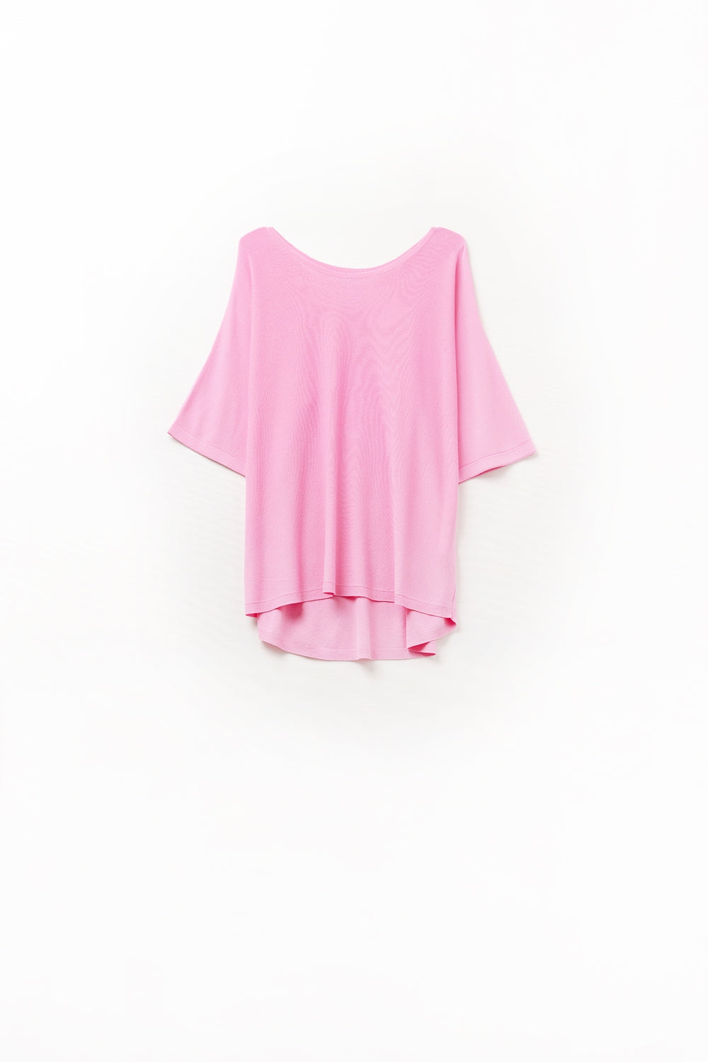 Oversized sweater in fuchsia with Elbow-Length Sleeves - Sweaters