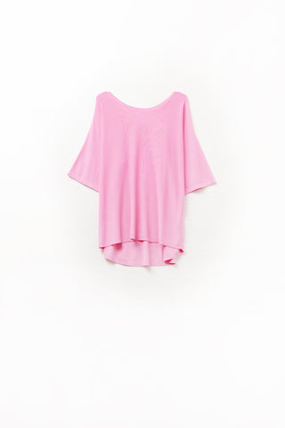 Oversized sweater in fuchsia with Elbow-Length Sleeves