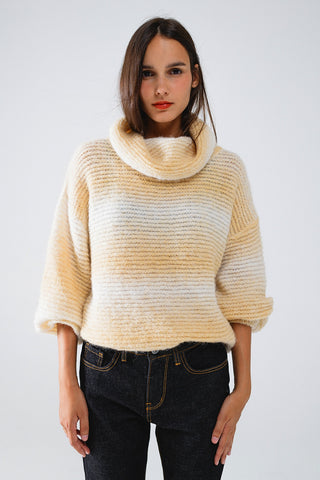 Oversized Turtleneck Comfy Sweater in Warm Neutral Tones