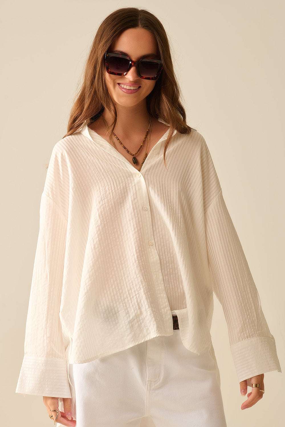 oversized white shirt with bow in the back - Shirts