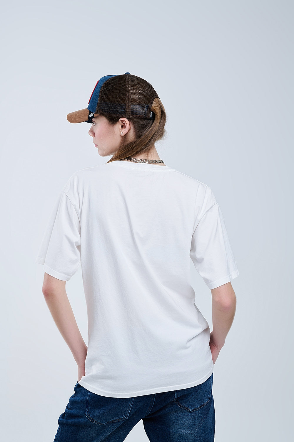 Oversized White T-shirt With Soho New York At The Front - T-Shirts