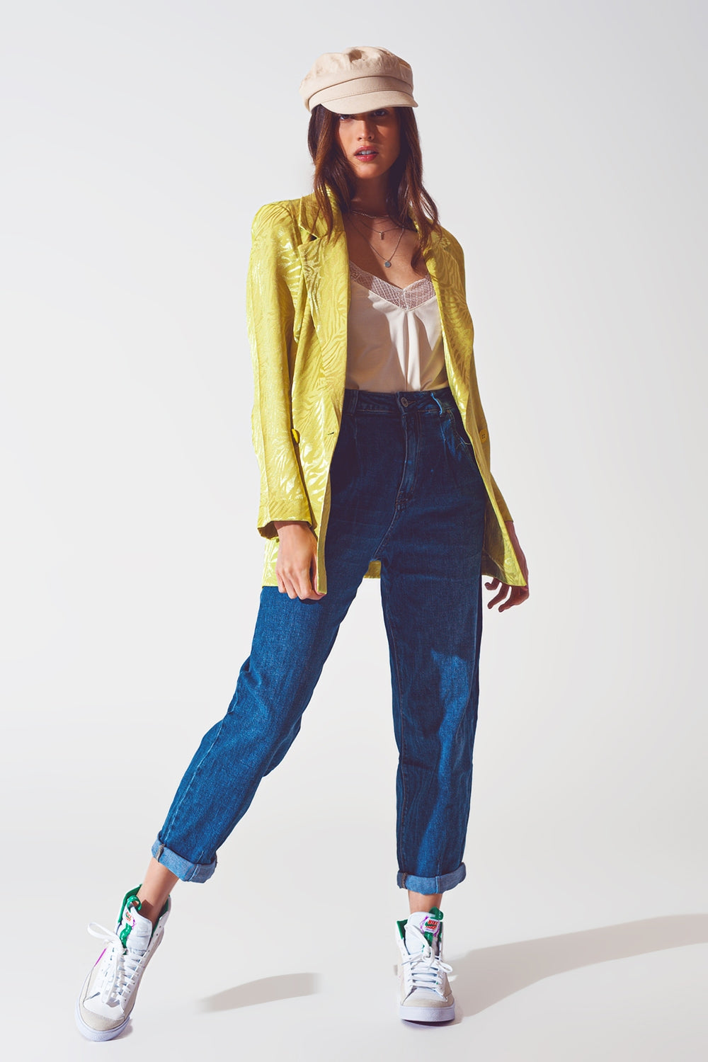 Oversized Zebra Print Blazer in Green - Blazers