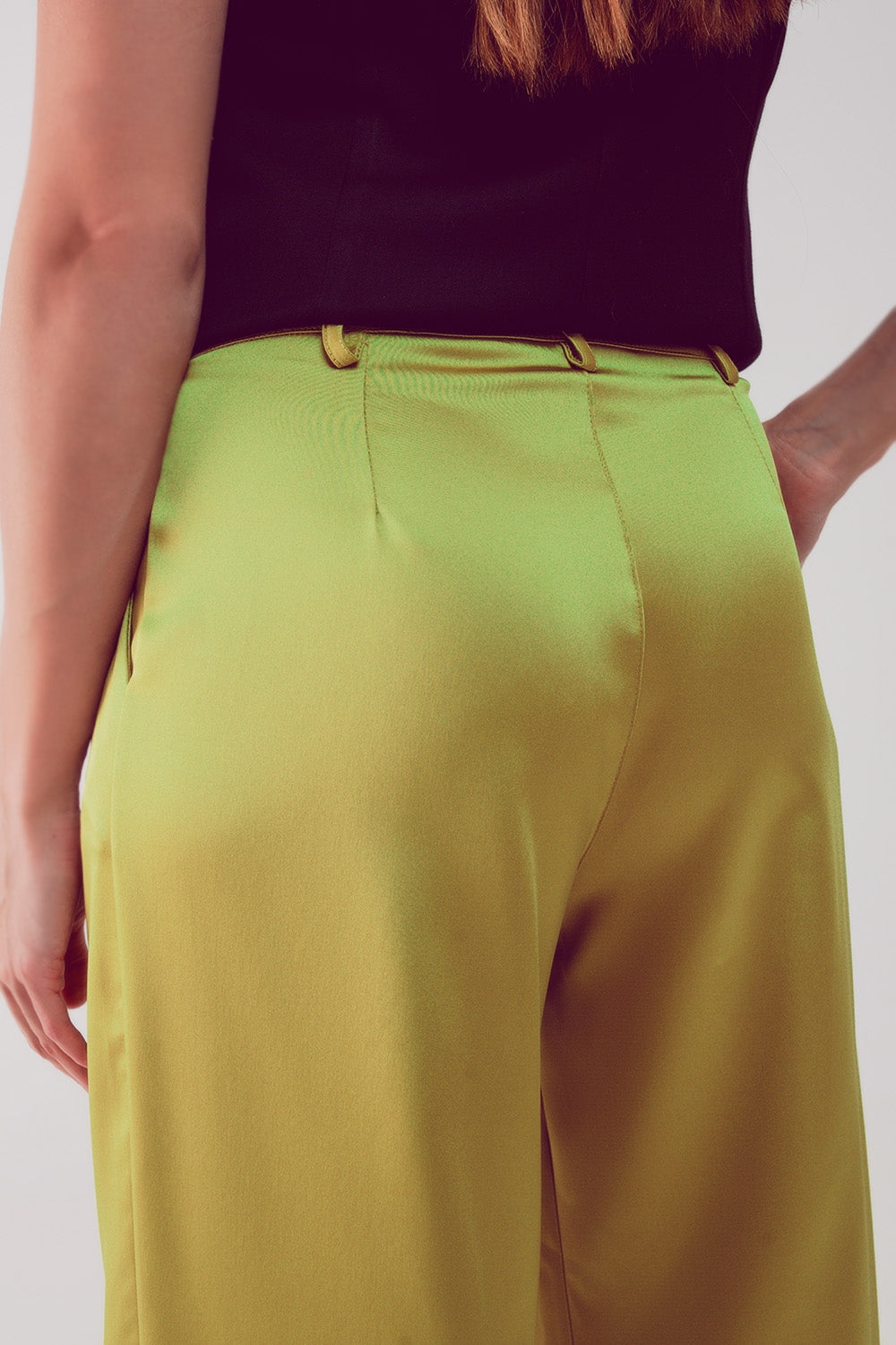 Palazzo pleated pants in acid lime - Trousers