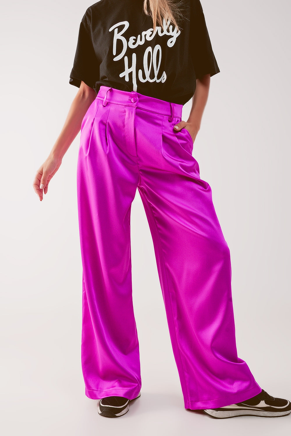 Palazzo pleated pants in fuchsia Q2 Pants BoutiqueLua